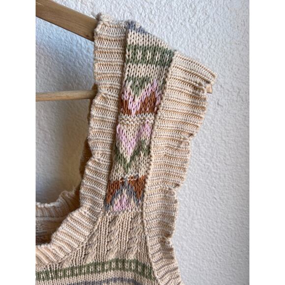 Anthropologie Cream Scalloped Sleeveless Sweater Vest - Picture 8 of 10